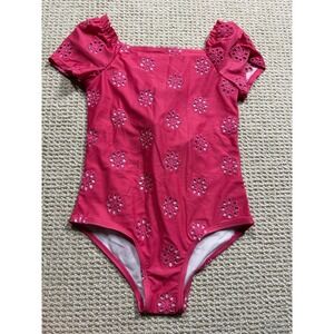 Crown & Ivy Baby One Piece Swimsuit Size 10 Red Broderie‎ Ruffled Bathing Suit
